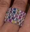 Scalloped Halo Rainbow Eternity Band (Vivid)